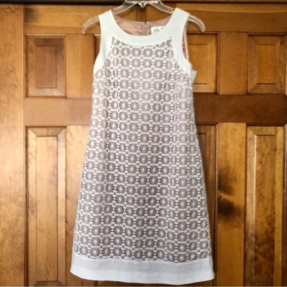 Eliza J Lace Crochet Overlay Linen Blend Dress 4